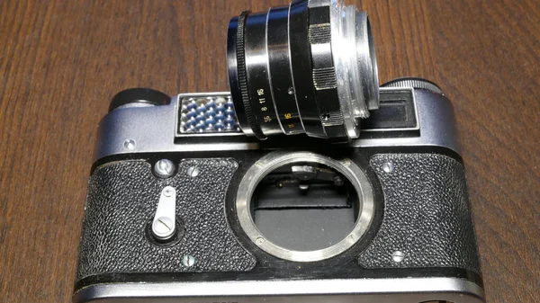Eski Film Kamerası Üst Görünümü — Stok fotoğraf