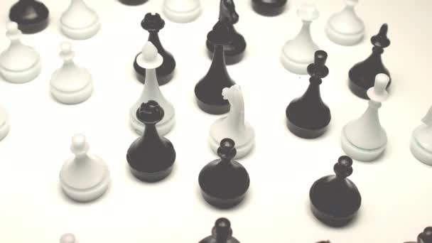 Pièces Échecs Tournent Sur Fond Blanc — Video