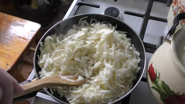 Yemeği Pişirme Süreci Aşçı Lahana Kızartıyor Sağlıklı Gıda Konsepti — Stok video
