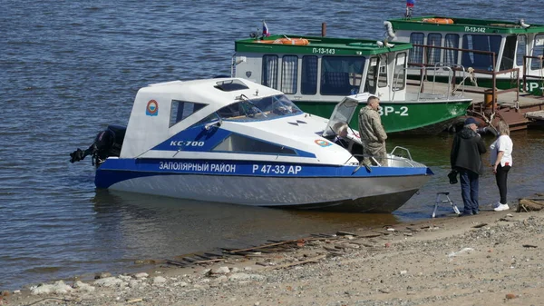 Naryan Mar Stad Nenets Autonome Okrug Rusland 2021 Riviernavigatie Pechorp — Stockfoto