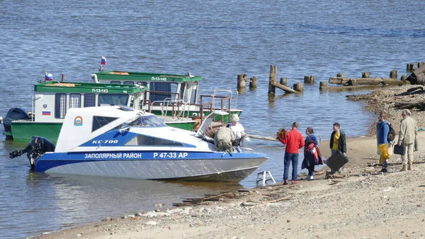 Naryan Mar Stad Nenets Autonome Okrug Rusland 2021 Riviernavigatie Pechorp — Stockfoto