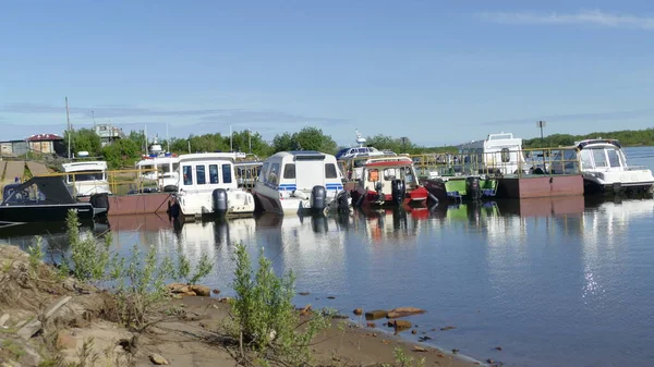 Naryan Mar Stad Nenets Autonome Okrug Rusland 2021 Riviernavigatie Pechorp — Stockfoto