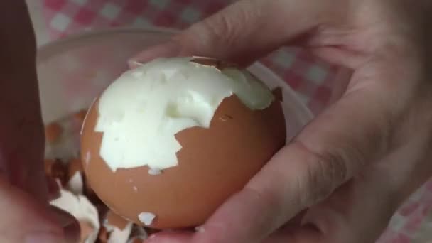 Şef Haşlanmış Tavuk Yumurtası Soyar — Stok video