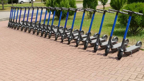 Rosa Khutor, Sochi, Russia, 07/22/2021, Electric scooters for rent for tourists