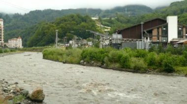 Rosa Khutor, Krasnodar Bölgesi. Rusya, 08.08.2021, River kayak merkezinde.