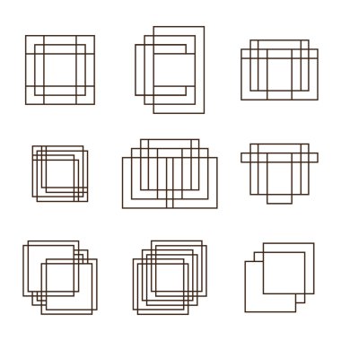 Geometrik şekiller kareler ve tasarımınız için satır kümesi. Eğilim