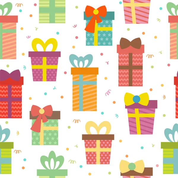 Seamless pattern with gift boxes. Birthday presents background — Διανυσματικό Αρχείο