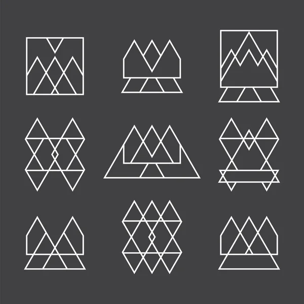 9 geometrik şekiller üçgenler, kareler ve çizgiler kümesi için — Stok Vektör