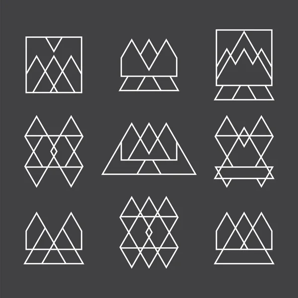 Set of 9 geometric shapes triangles, squares and lines for your — Stock Vector