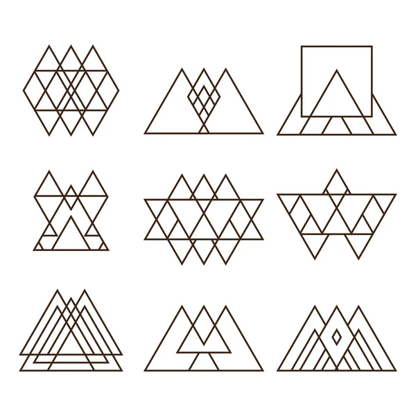 Set of geometric shapes triangles, squares and lines for your de — Stock Vector