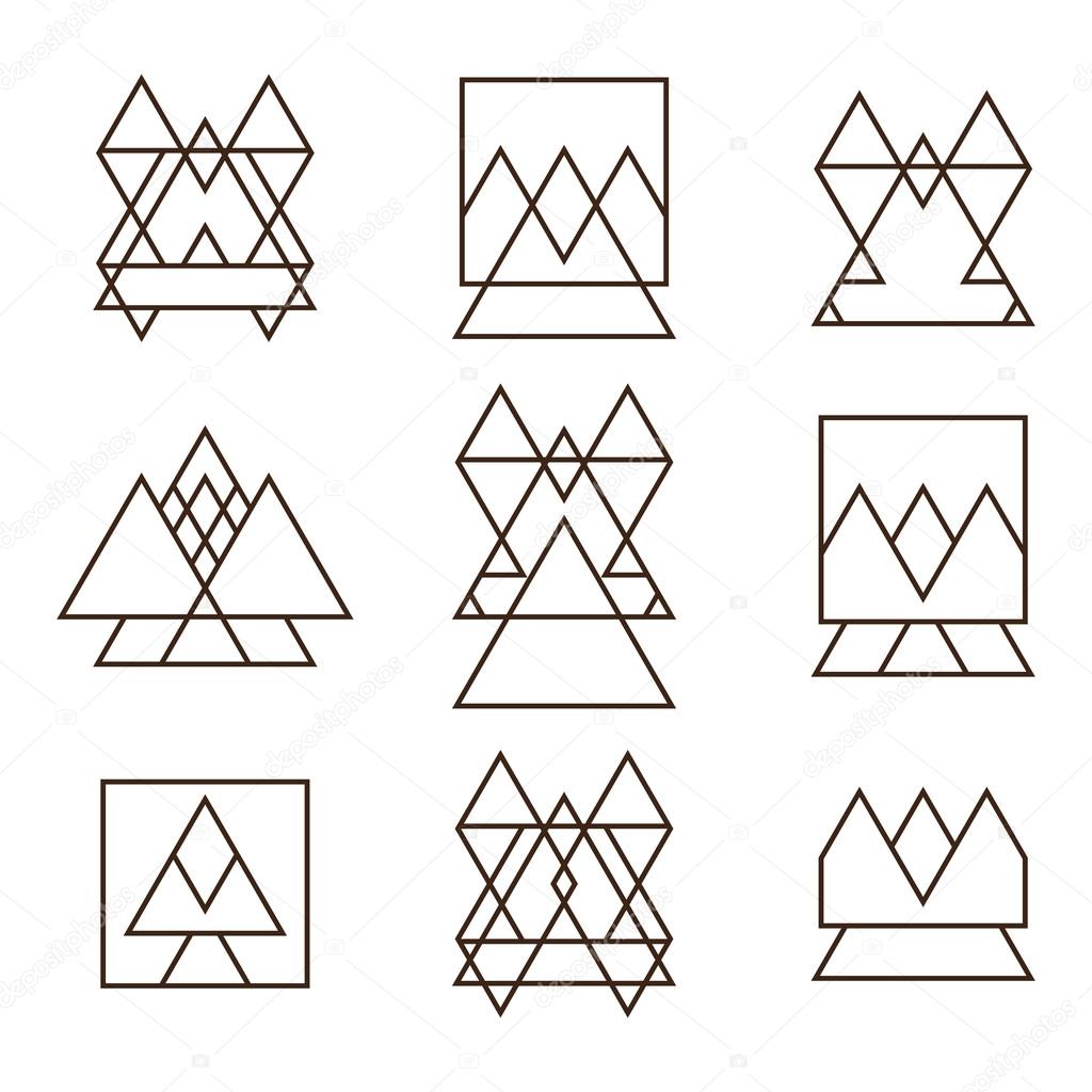 Set of geometric shapes triangles, squares and lines for your de