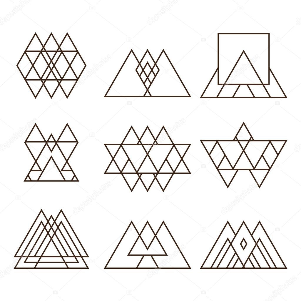 Set of geometric shapes triangles, squares and lines for your de