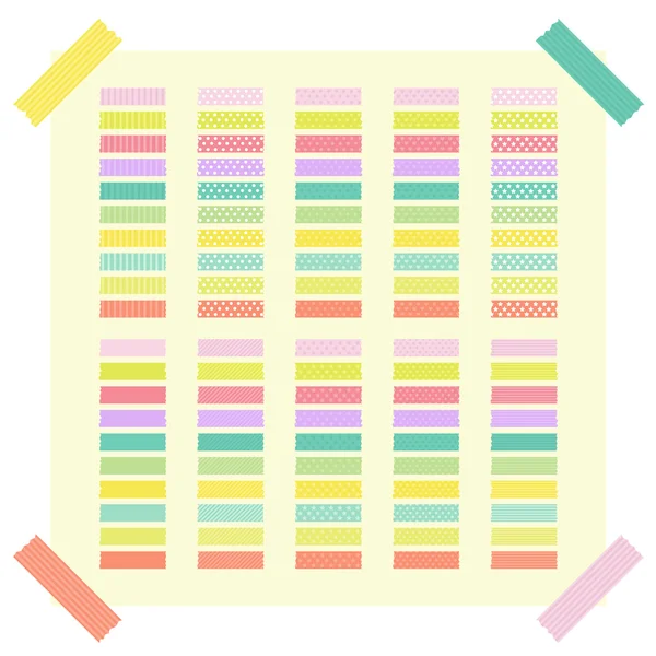 Coleção de fita adesiva colorida ou adesivos. Conjunto de fitas — Vetor de Stock