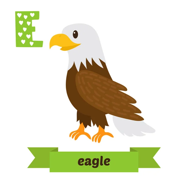 Eagle. E letter. Cute children animal alphabet in vector. Funny — Stock Vector