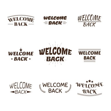 Welcome back design collection. Set of 9 labels, emblems, sticke clipart