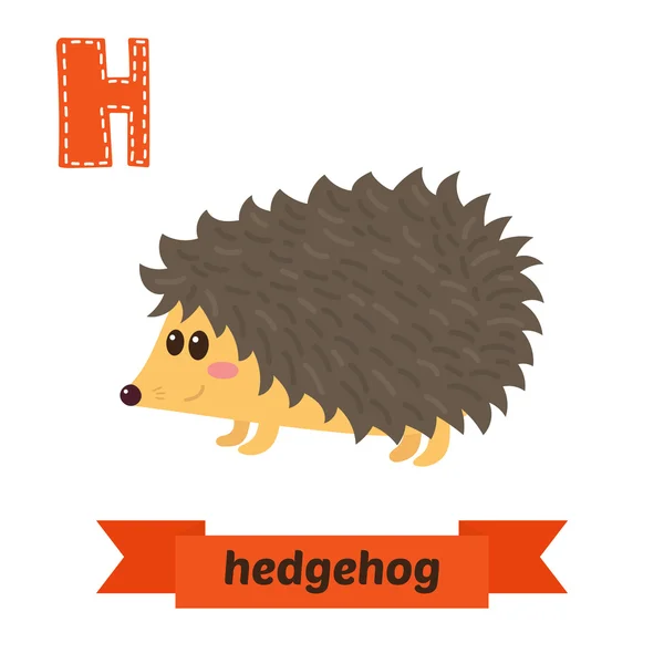 Hedgehog. H letter. Cute children animal alphabet in vector. Fun — Wektor stockowy