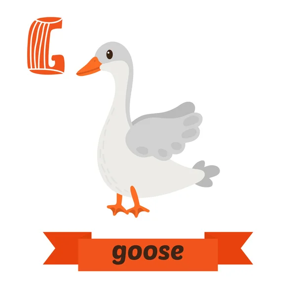 Goose. G letter. Cute children animal alphabet in vector. Funny — ストックベクタ