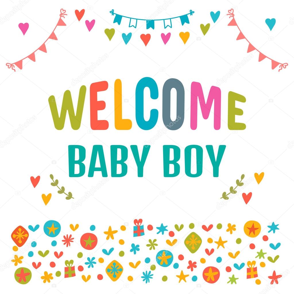 Welcome Baby Boy Baby Boy Shower Card Baby Shower Greeting Car Stock Vector C Saenal78