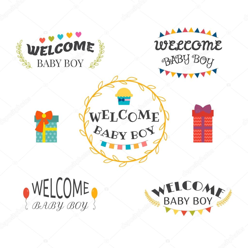 Welcome Baby Boy Baby Shower Design Baby Boy Arrival Postcards Stock Vector C Saenal78