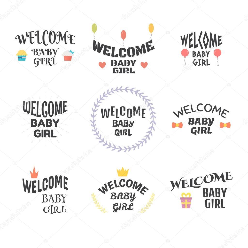 Welcome Baby Girl Baby Shower Design Baby Girl Arrival Postcar Stock Vector C Saenal78