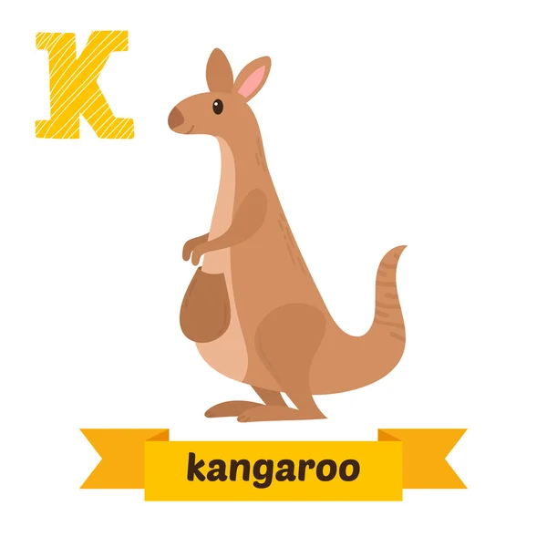 Kangur. Litera K. Cute dzieci alfabet zwierząt w wektorze. Zabawy — Wektor stockowy