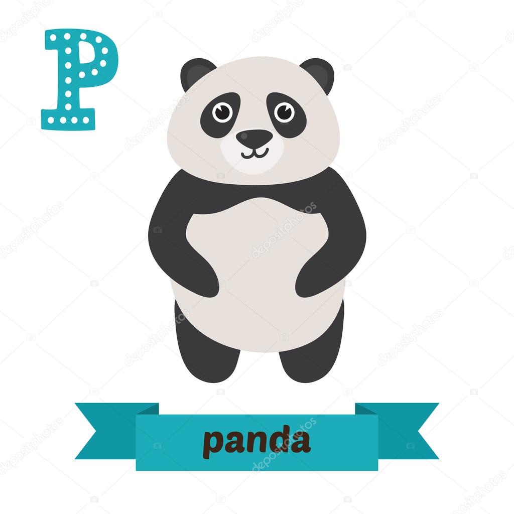 Panda P Letter Cute Children Animal Alphabet In Vector Funny Stock Vector Image By C Saenal78