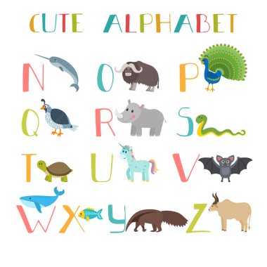 Hayvanat Bahçesi. Sevimli çizgi hayvanlar alfabesine N Z