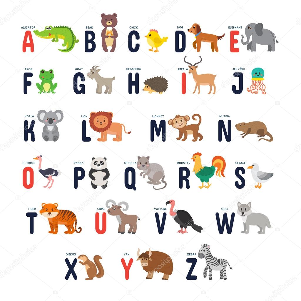 Zoo alphabet with cute cartoon animals Stock Vector Image by ©Saenal78  #122685946