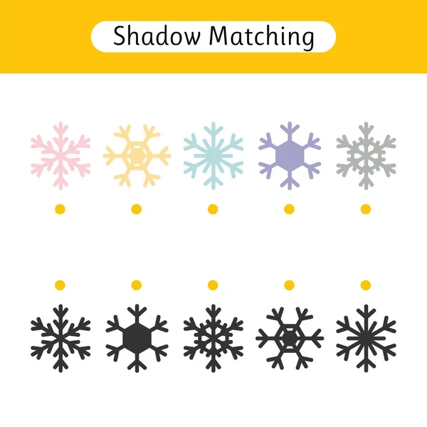 Matching Games Kids Worksheet Christmas Snowflakes Find Correct Pair Kids — Stock Vector