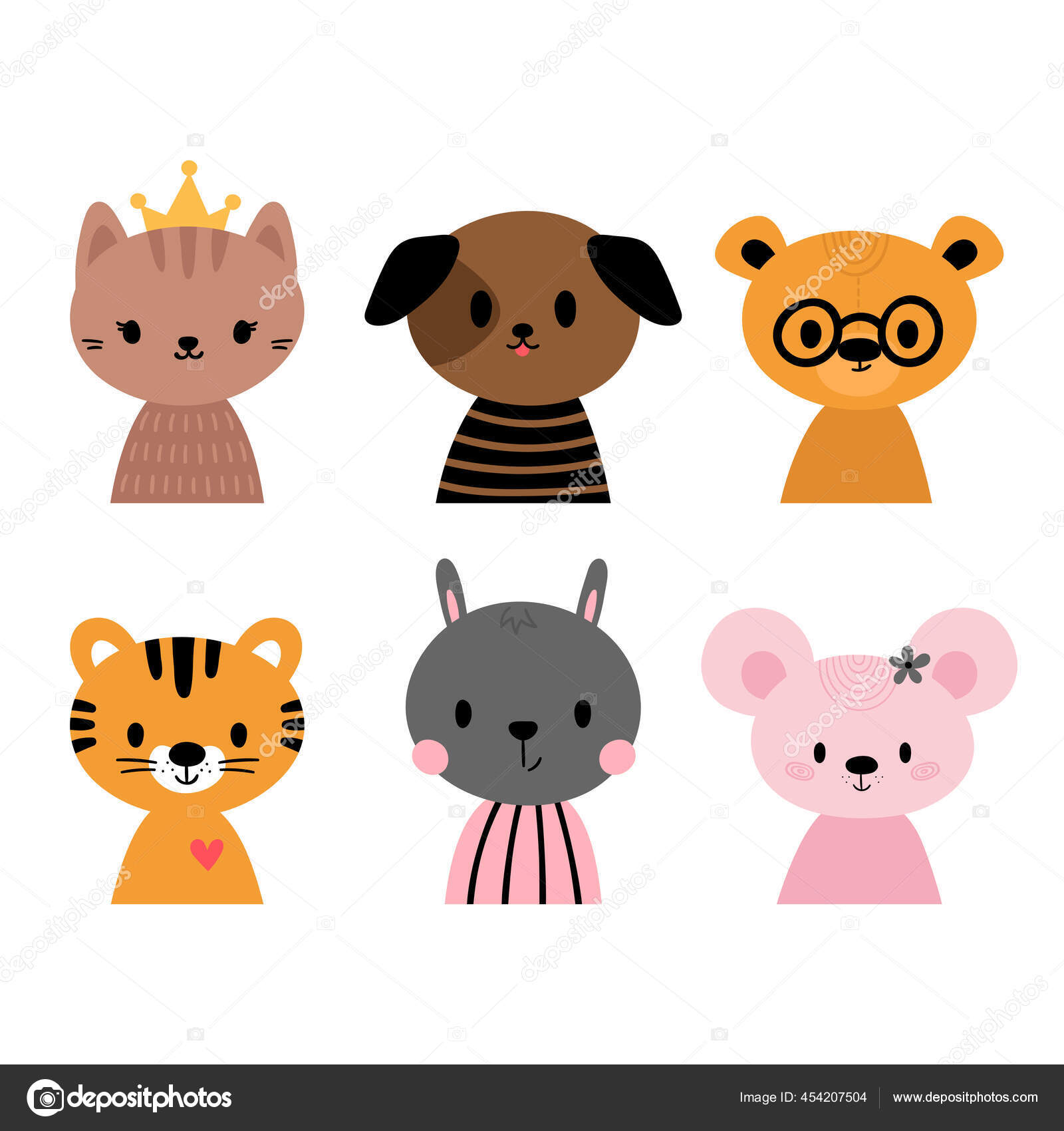 Hewan Kartun Lucu Untuk Undangan Kartu Pos Pembibitan Poster Shirt Stok Vektor Saenal78 454207504