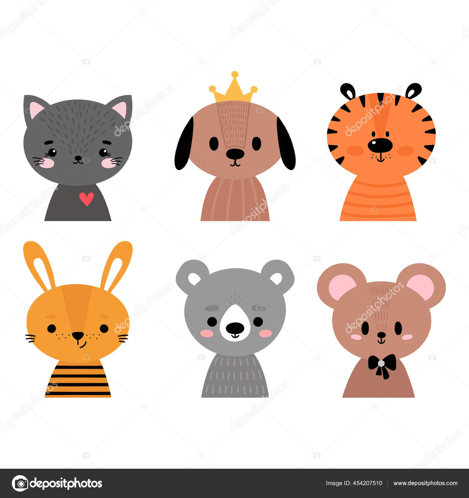 Hewan Kartun Lucu Untuk Kartu Pos Pembibitan Poster Shirt Undangan Stok Vektor Saenal78 454207510