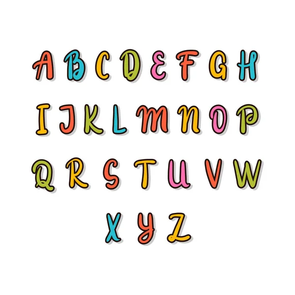 Handgezeichnetes Alphabet Bunte Schrift Niedliche Elemente Für Ihr Design Verwenden — Stockvektor