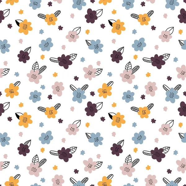 Modèle Floral Sans Couture Dessiné Main Style Scandinave Conception Graphique — Image vectorielle