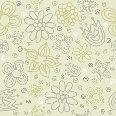 Vector floral seamless modeli soyut çiçekli