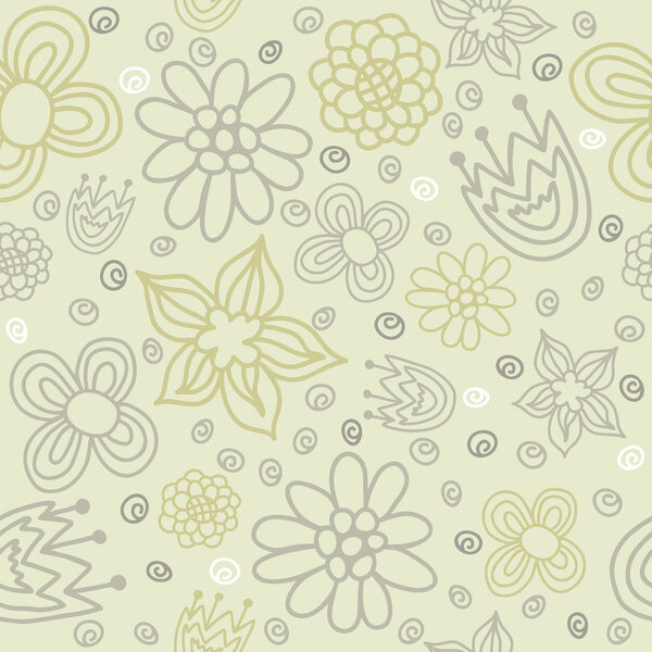 Vector floral seamless pattern with abstract flowers