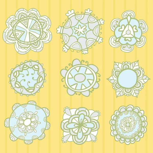 Conjunto de elementos decorativos dibujados a mano vector floral — Vector de stock