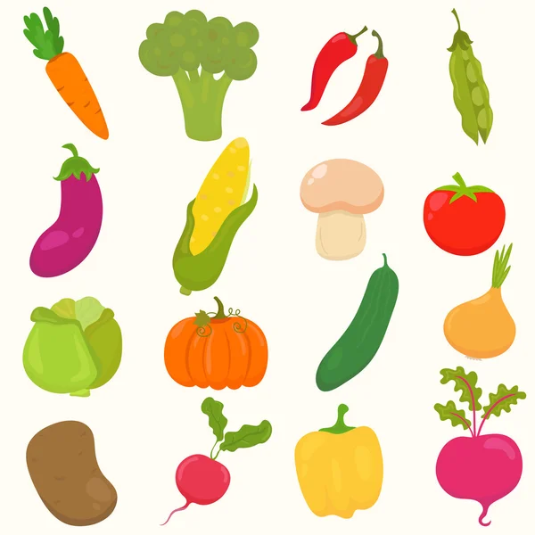 Set of hand drawn, cartoon vegetables. — Stock Vector