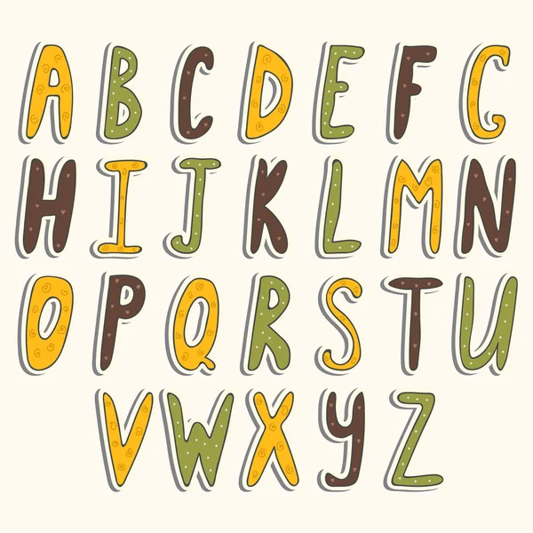 Alphabet vectoriel mignon. Conception d'alphabet de bande dessinée . — Image vectorielle