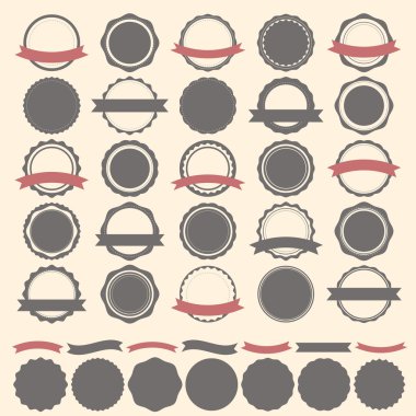 Vintage rozetleri, etiketleri ve logo şablonu kümesi. Vektör tasarım e