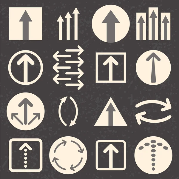 Arrow sign icon set on black background. — Stock Vector