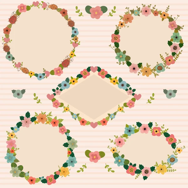 Set of floral romantic frames. Floral frames collection — Stock Vector