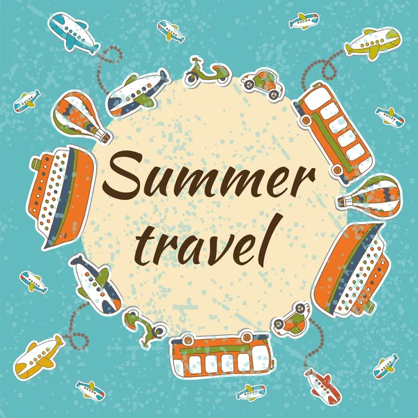 Sommerreisekarte. Sommerferienkonzept — Stockvektor