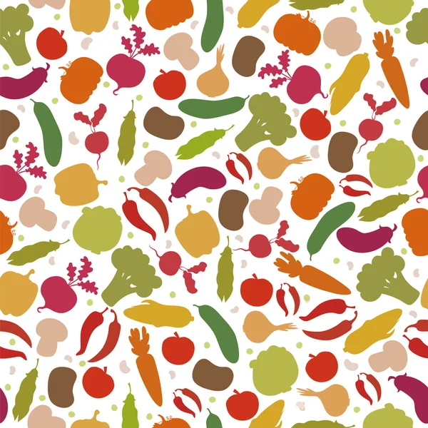 Vector seamless pattern with vegetables. Assorted vegetables — Stock Vector