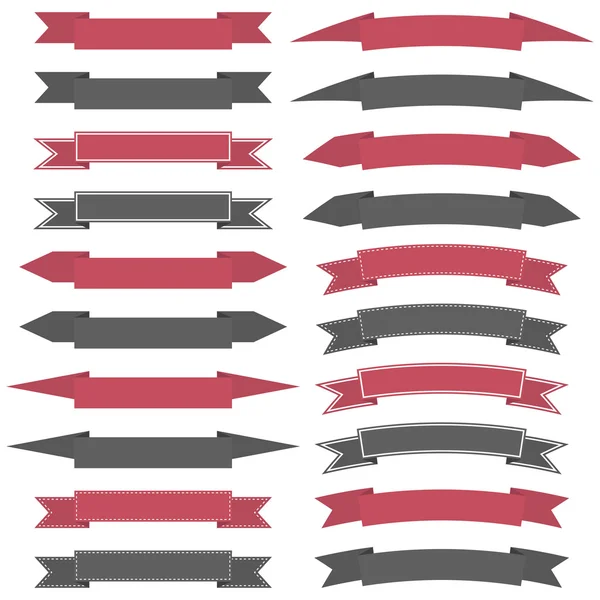 Ensemble vectoriel de rubans gris et rouge — Image vectorielle