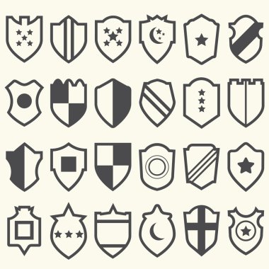 Kalkan kutsal kişilerin resmi ile simgeler kümesi