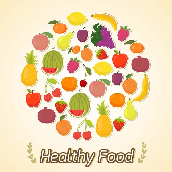 Kreis aus Früchten, gesunder Ernährung — Stockvektor