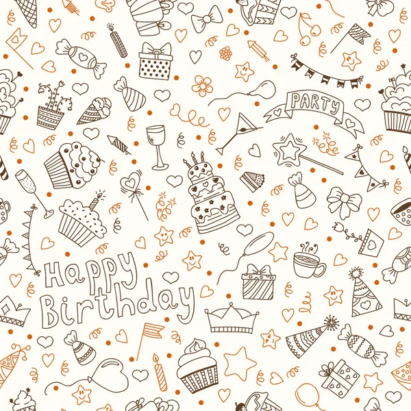 Hand drawn seamless pattern with Birthday elements — Stock Vector