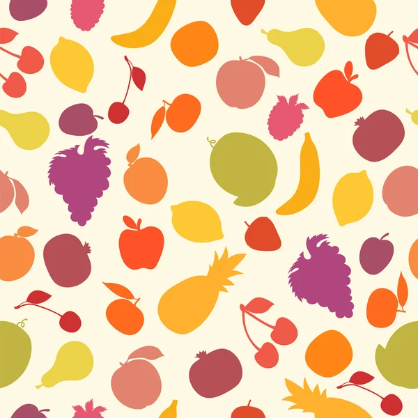 Patrón sin costura vectorial con frutas. Frutas surtidas — Vector de stock