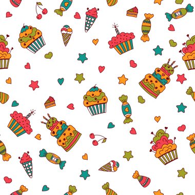 İyi ki doğdun seamless modeli. Vektör kutlama b el çekilmiş