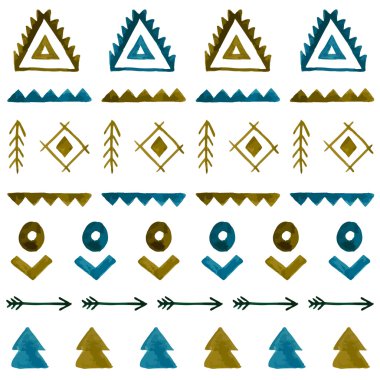 Suluboya etnik seamless modeli. Kabile arka plan el çekilmiş